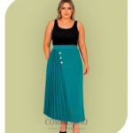 Saia Midi plissada verde