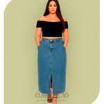 Saia Jeans Longa