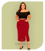 Saia Lápis Midi Vinho/Marsala