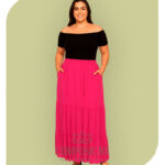 Saia Longa de Babados e Cós Elástico