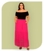 Saia Longa de Babados e Cós Elástico