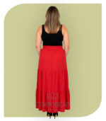 Saia Longa de Babados e Cós Elástico - Vermelho Vivo - Imagem 2