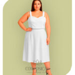 Conjunto Cropped e Saia Midi Plus Size - Elegância Versátil (Cor Branco)