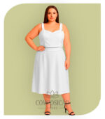 Conjunto Cropped e Saia Midi Plus Size - Elegância Versátil (Cor Branco)