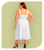 Conjunto Cropped e Saia Midi Plus Size - Elegância Versátil (Cor Branco) - Imagem 2