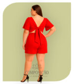 Conjunto Plus Size Cropped com Amarração nas Costas e Shorts-Saia - Imagem 2