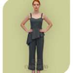 Conjunto Alfaiataria Risca de Giz Peplum e Calça Pantacourt