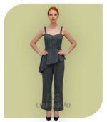 Conjunto Alfaiataria Risca de Giz Peplum e Calça Pantacourt