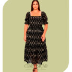 Vestido Longuete Floral Preto Plus Size