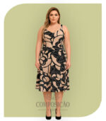 Conjunto Plus Size Cropped e Saia Midi Estampado Floral
