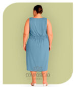 Conjunto Blusa Regata e Saia Midi Plus Size - Casual Elegante (Cor Azul Celeste) - Imagem 2