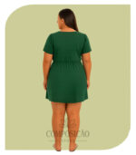Vestido Curto Transpassado Plus Size - Puro Charme (Cor Verde Militar) - Imagem 2