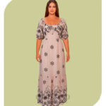 Vestido Longo Romântico com Bordados Florais - Nude-Rosado