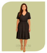 Vestido Midi Transpassado - O Essencial Preto