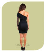 Vestido de Festa Curto Ombro Único - Preto e Glamuroso - Imagem 2
