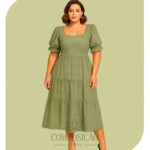 Vestido Midi Laise Romântico - Verde Sálvia