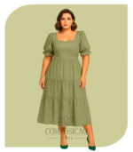 Vestido Midi Laise Romântico - Verde Sálvia