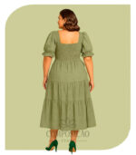 Vestido Midi Laise Romântico - Verde Sálvia - Imagem 2