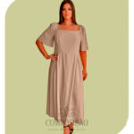 Vestido Midi Elegância Cottagecore - Cor Areia