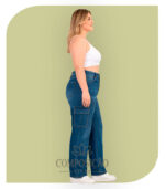 Calça Wide Leg Cargo Denim - Azul Médio Estonado - Imagem 2