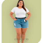 Bermuda Jeans Hot Pants Barra Desfiada - Azul Claro
