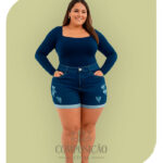 Bermuda Jeans Destroyed Barra Dobrada - Azul Índigo