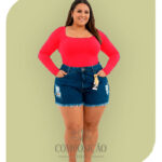 Shorts Jeans Destroyed Barra Desfiada - Azul Escuro