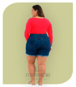 Shorts Jeans Destroyed Barra Desfiada - Azul Escuro - Imagem 2