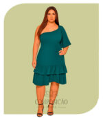Vestido Midi Ombro Único Plus Size