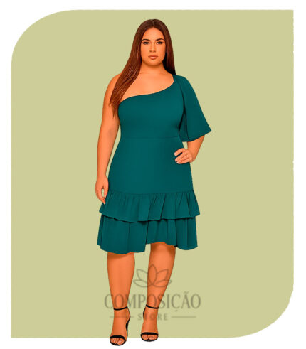 Vestido Midi Ombro Único Plus Size