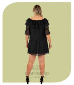 Vestido Curto em Voal - Leveza e Romantismo (Cor Preto) - Imagem 2