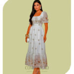 Vestido Longo Midi Bordado e Laise Plus Size - Puro Encanto (Cor Branco)