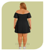 Vestido Curto Preto Plus Size - Decote Ciganinha - Imagem 2
