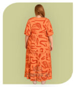Vestido Longuete Estampado Plus Size - Alaranjado - Imagem 2