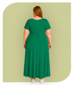 Vestido Longo Plissado Plus Size - Verde Esmeralda - Imagem 2